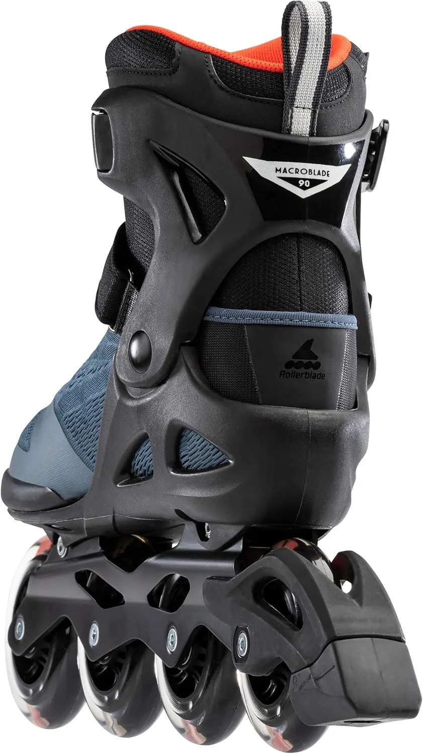 Rollerblade Macroblade 90 Men's Adult Fitness Inline Skate, Orion Blue/Spicy Orange, Performance Inline Skates