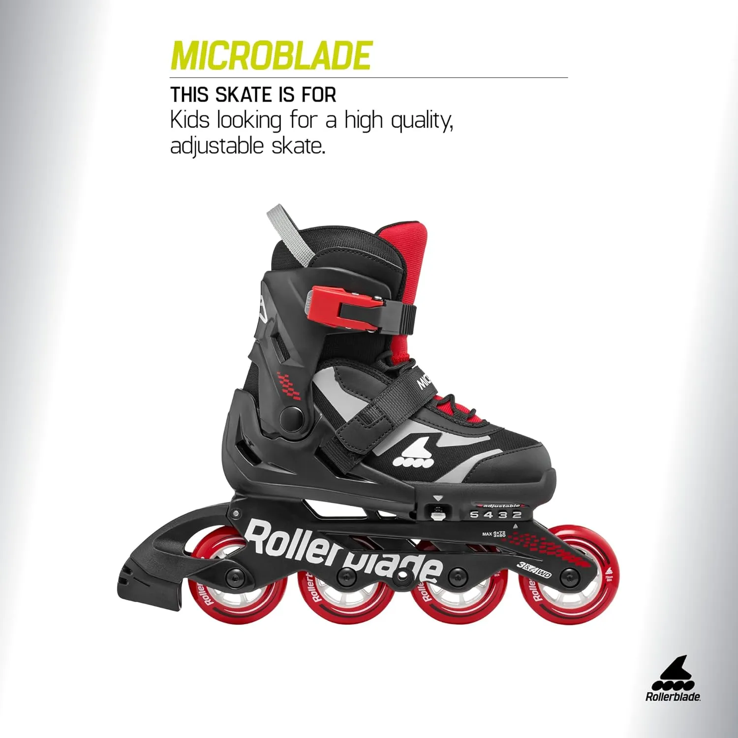 Rollerblade Microblade Kid's Adjustable Fitness Inline Skate, Junior, Youth Performance Inline Skates