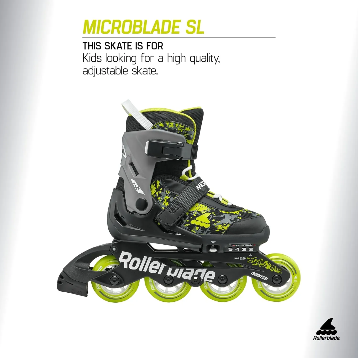 Rollerblade Microblade SL Kids Adjustable Fitness Inline Skate, Junior, Youth Performance Inline Skates