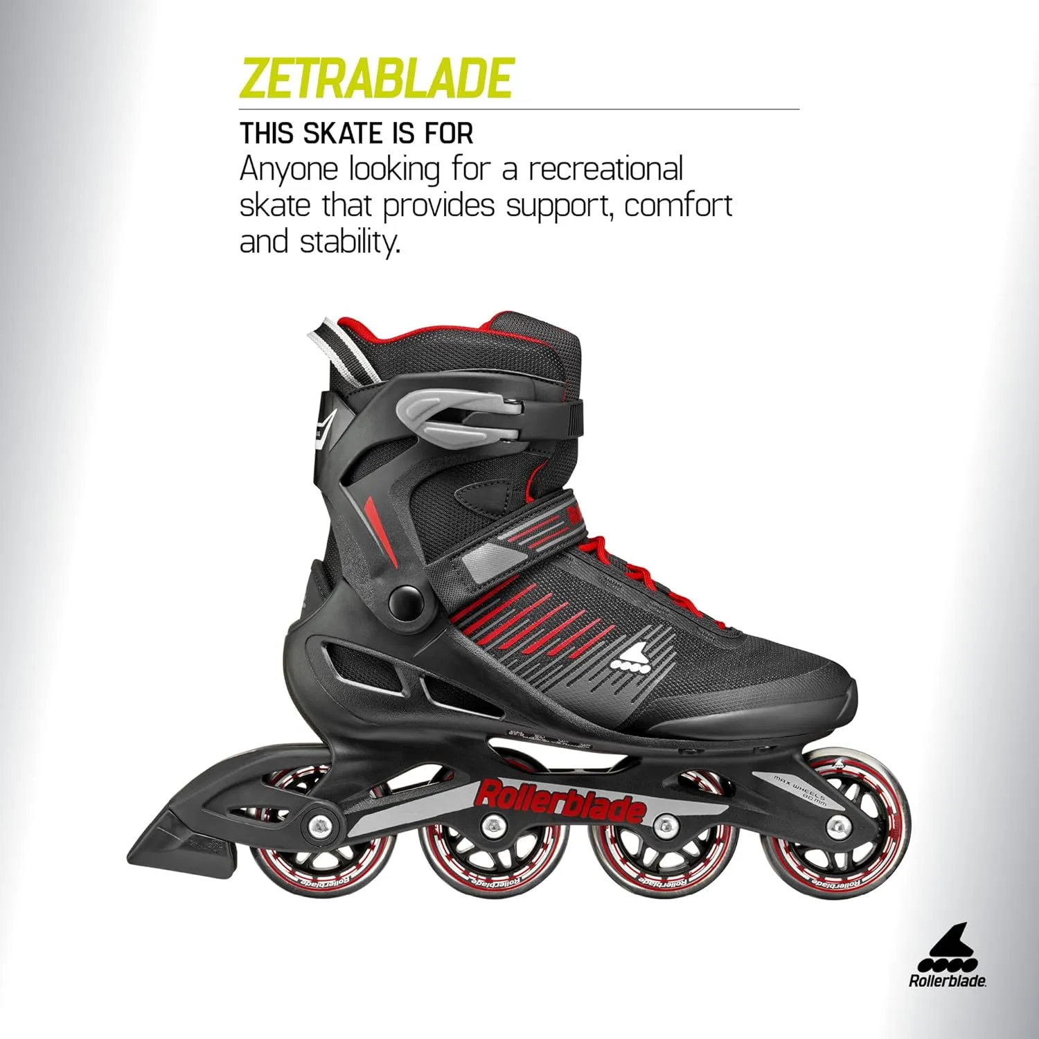 Rollerblade Zetrablade Men's Adult Fitness Inline Skate, Black and Silver