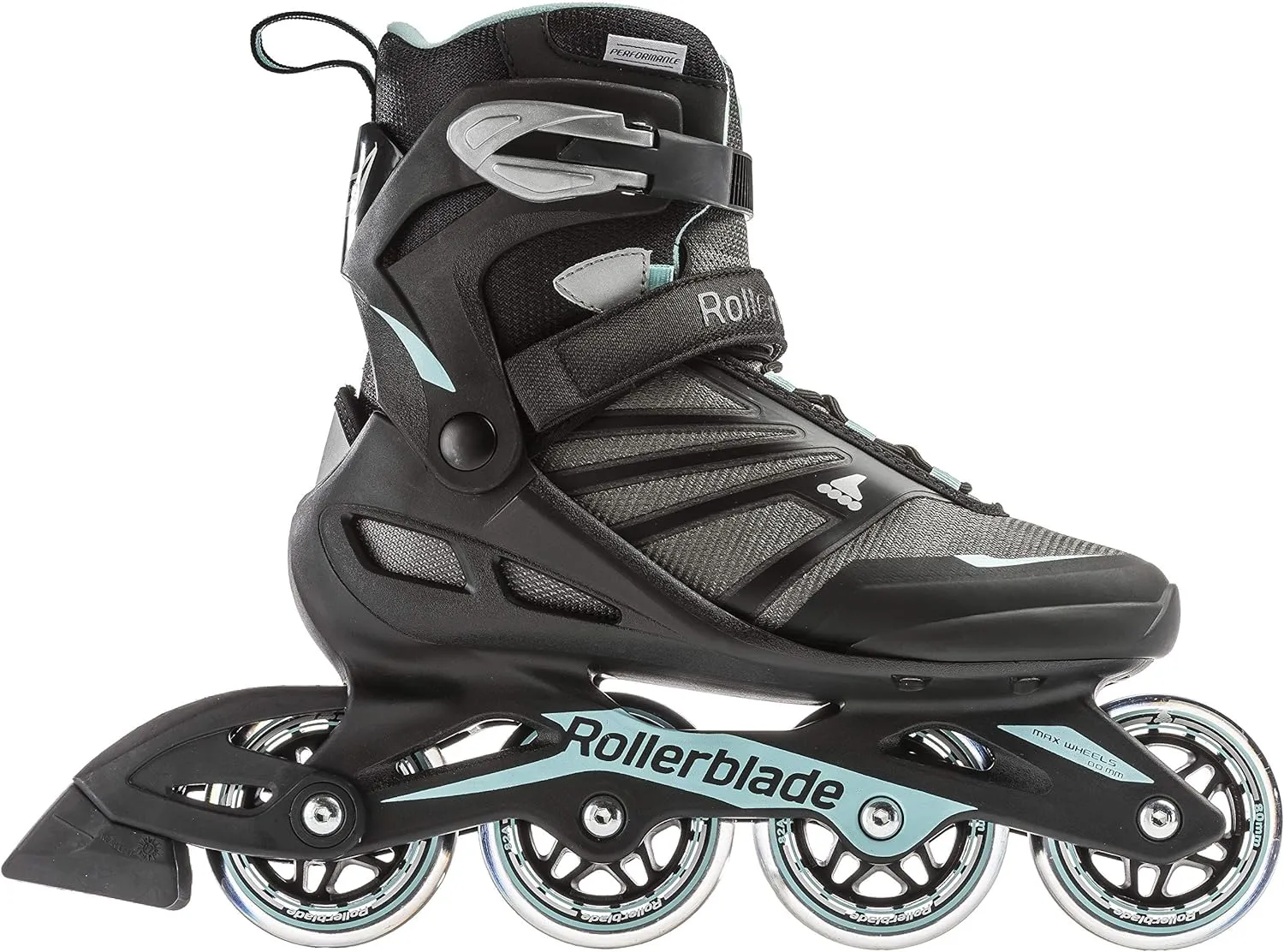 Rollerblade Zetrablade Women's Adult Fitness Inline Skate, Black and Light Blue, Performance Inline Skates