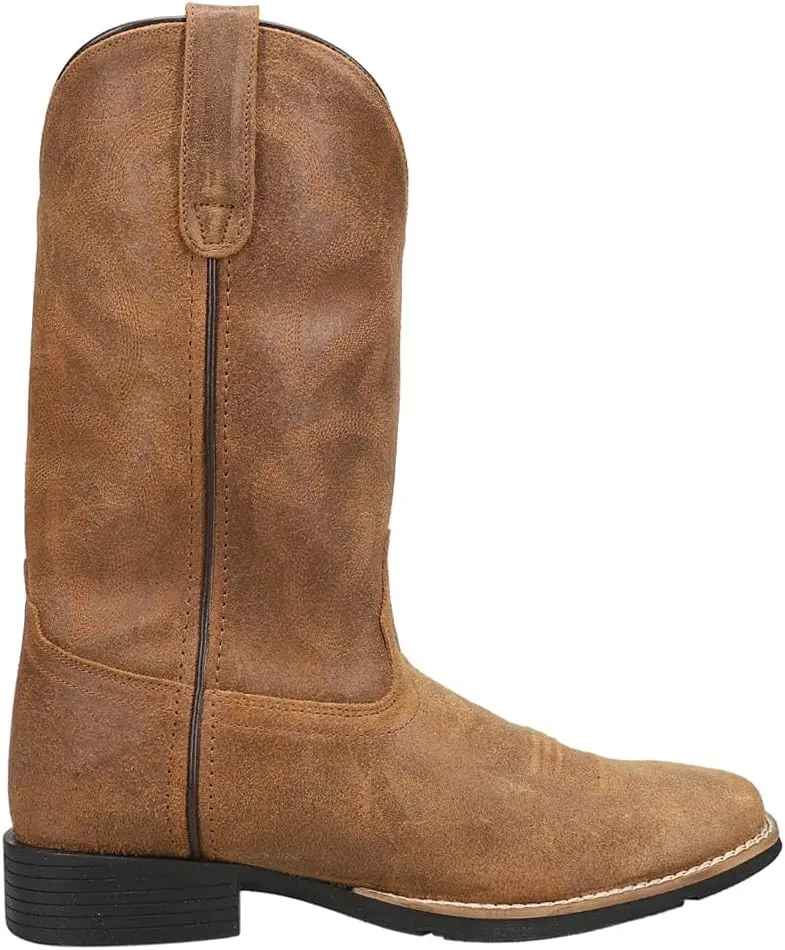 ROPER Mens Monterey Embroidered Square Toe Pull On Casual Boots Mid Calf - Brown