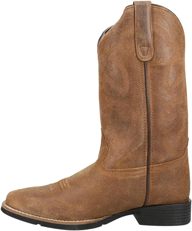 ROPER Mens Monterey Embroidered Square Toe Pull On Casual Boots Mid Calf - Brown