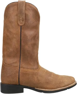 ROPER Mens Monterey Embroidered Square Toe Pull On Casual Boots Mid Calf - Brown