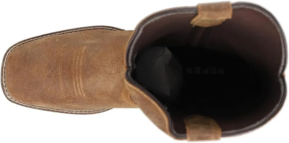 ROPER Mens Monterey Embroidered Square Toe Pull On Casual Boots Mid Calf - Brown