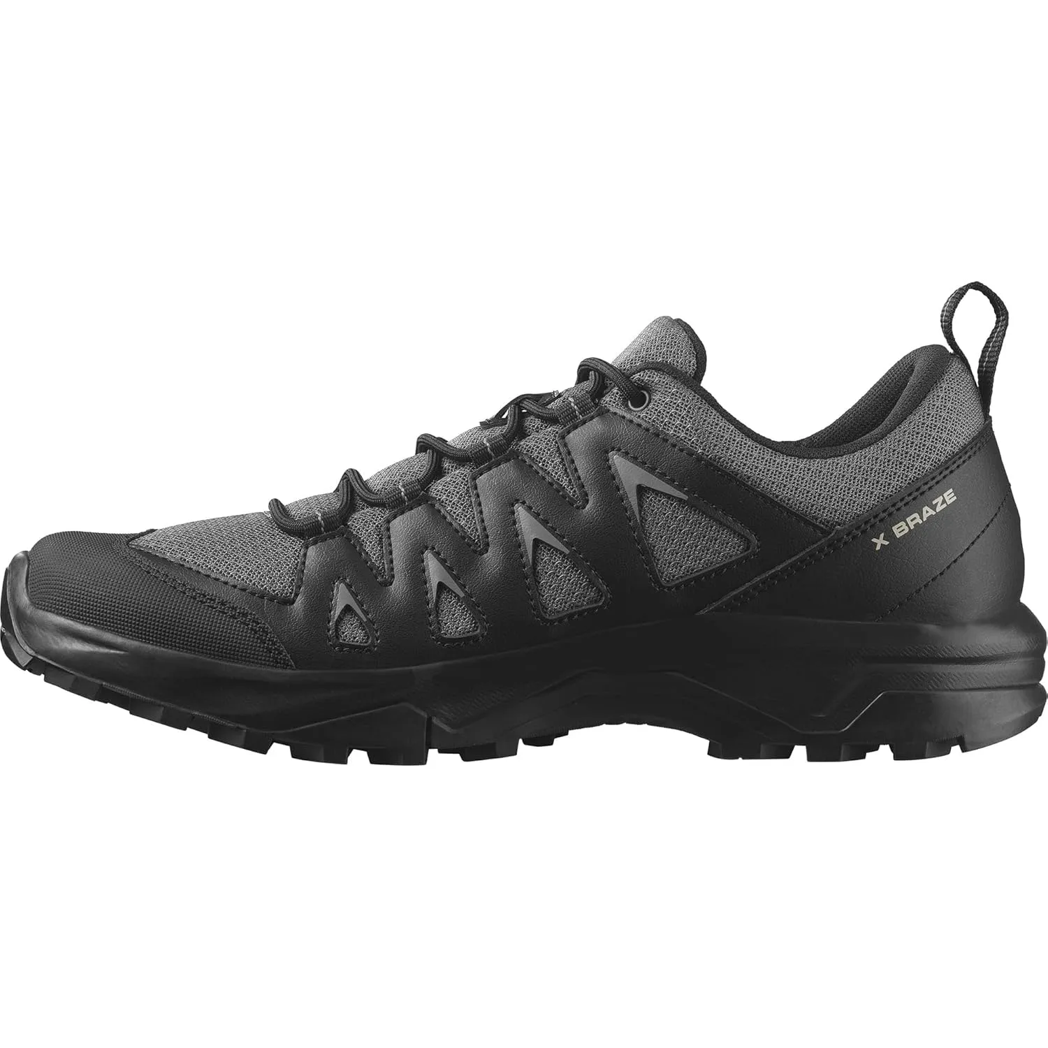 Salomon Men's X BRAZE Hiking Shoes for Men, Pewter / Black / Feather Gray,7.5