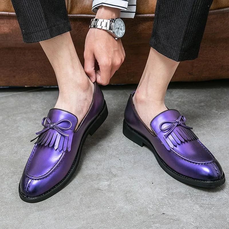 Santimon Men's Moc Toe Kiltie Bow Slip-on Loafers with Matte Finish Comfort Walking Dress Driving Moccasins Casual Boat Shoes