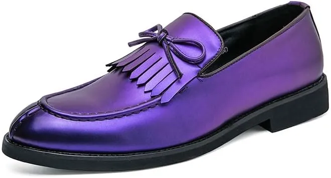 Santimon Men's Moc Toe Kiltie Bow Slip-on Loafers with Matte Finish Comfort Walking Dress Driving Moccasins Casual Boat Shoes