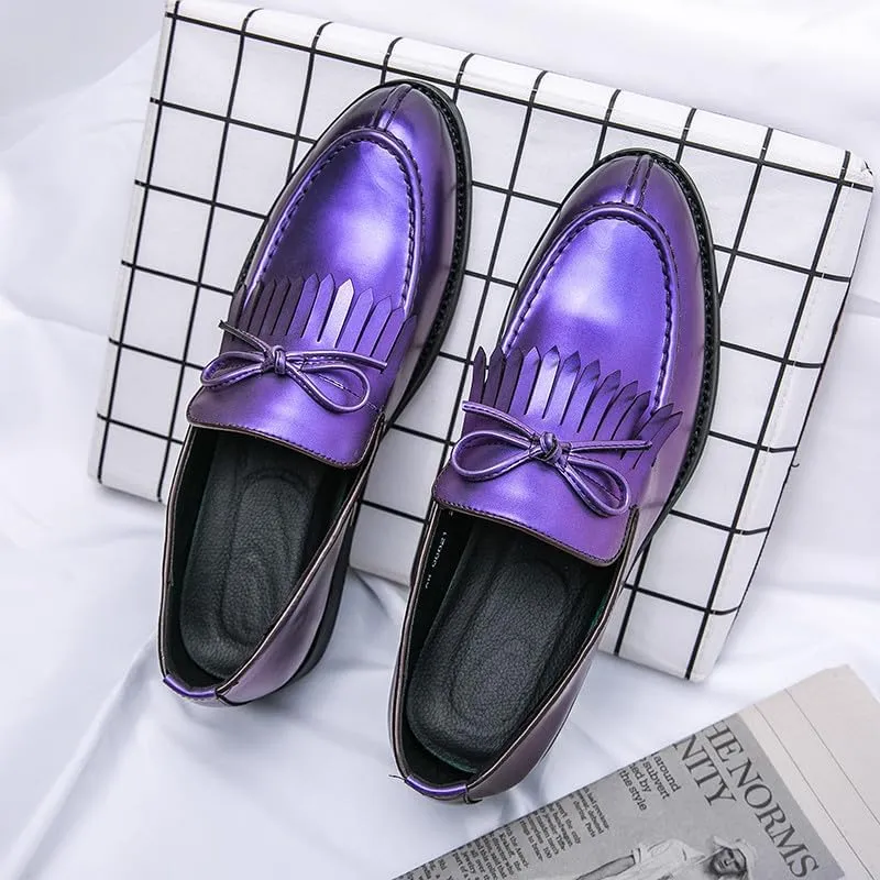 Santimon Men's Moc Toe Kiltie Bow Slip-on Loafers with Matte Finish Comfort Walking Dress Driving Moccasins Casual Boat Shoes