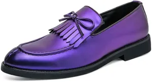 Santimon Men's Moc Toe Kiltie Bow Slip-on Loafers with Matte Finish Comfort Walking Dress Driving Moccasins Casual Boat Shoes