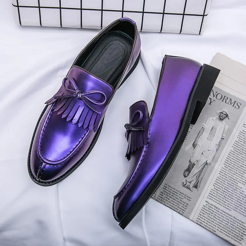 Santimon Men's Moc Toe Kiltie Bow Slip-on Loafers with Matte Finish Comfort Walking Dress Driving Moccasins Casual Boat Shoes