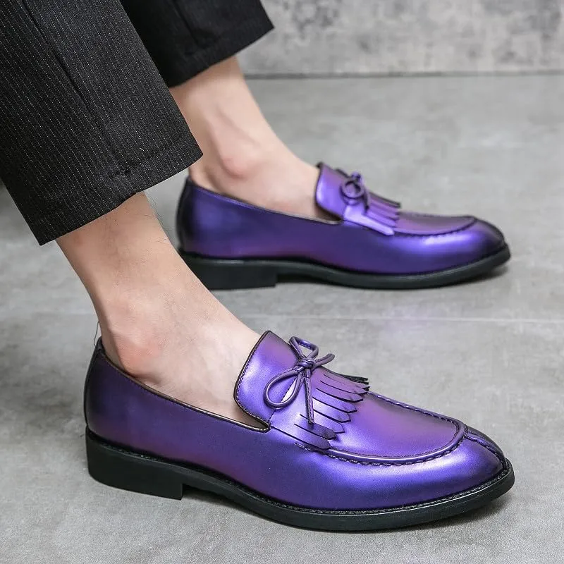 Santimon Men's Moc Toe Kiltie Bow Slip-on Loafers with Matte Finish Comfort Walking Dress Driving Moccasins Casual Boat Shoes