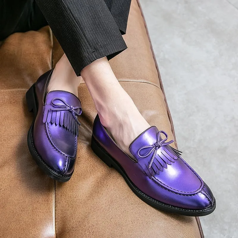 Santimon Men's Moc Toe Kiltie Bow Slip-on Loafers with Matte Finish Comfort Walking Dress Driving Moccasins Casual Boat Shoes