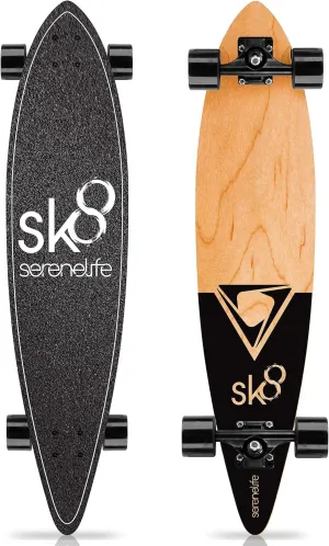 SereneLife Complete Standard Skateboard Mini Cruiser - 8 Ply Canadian & Bamboo Maple Deck Complete Flat Concave Skate Board W/ 7" Aluminum Trucks - for Kids, Teens, Adults