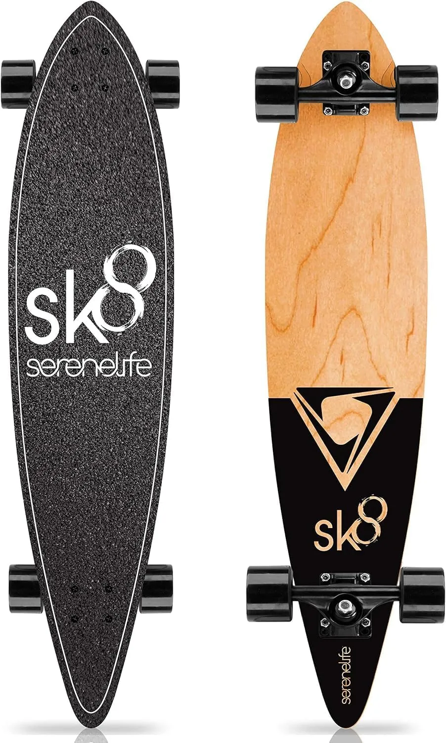 SereneLife Complete Standard Skateboard Mini Cruiser - 8 Ply Canadian & Bamboo Maple Deck Complete Flat Concave Skate Board W/ 7" Aluminum Trucks - for Kids, Teens, Adults