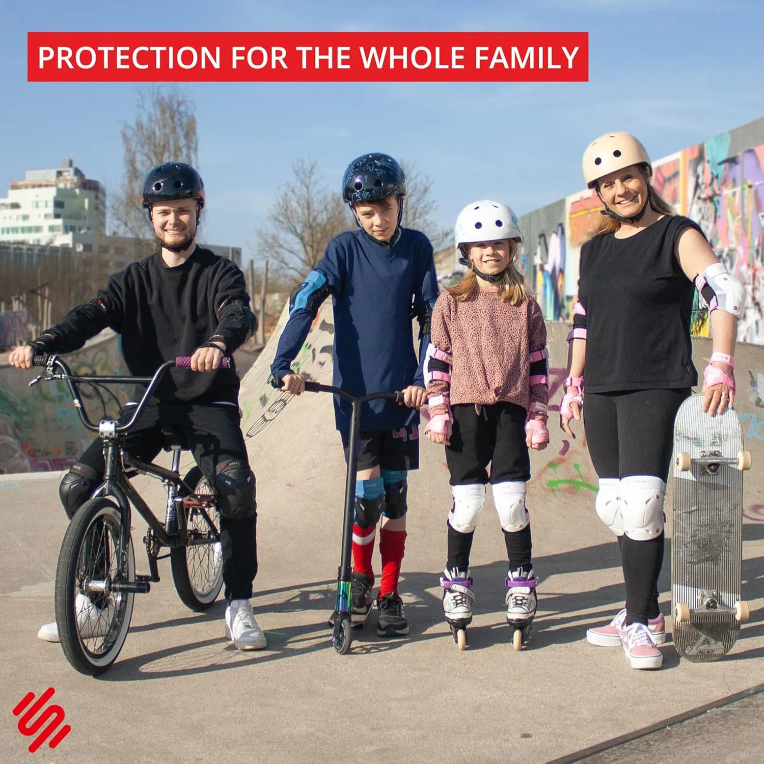 SKATEWIZ Skate Pads - Knee and Elbow Pads & Wrist Guards for Roller Skating [6pc] Skating Protective Gear Adult and Kids - Roller Skate Pads