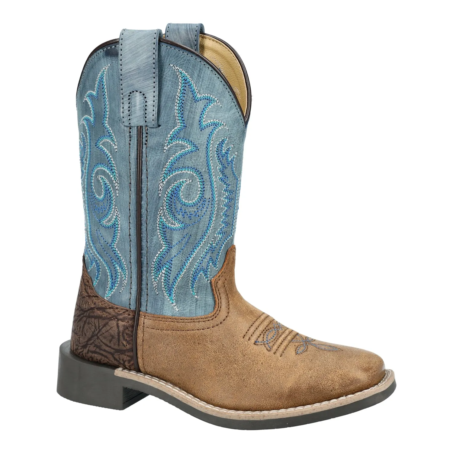 Smoky Mountain Boots Kids Unisex Cole Vintage Brown/Blue Leather Cowboy Boots