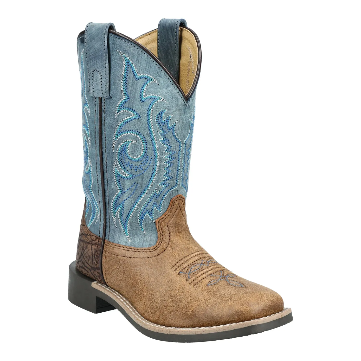 Smoky Mountain Boots Kids Unisex Cole Vintage Brown/Blue Leather Cowboy Boots