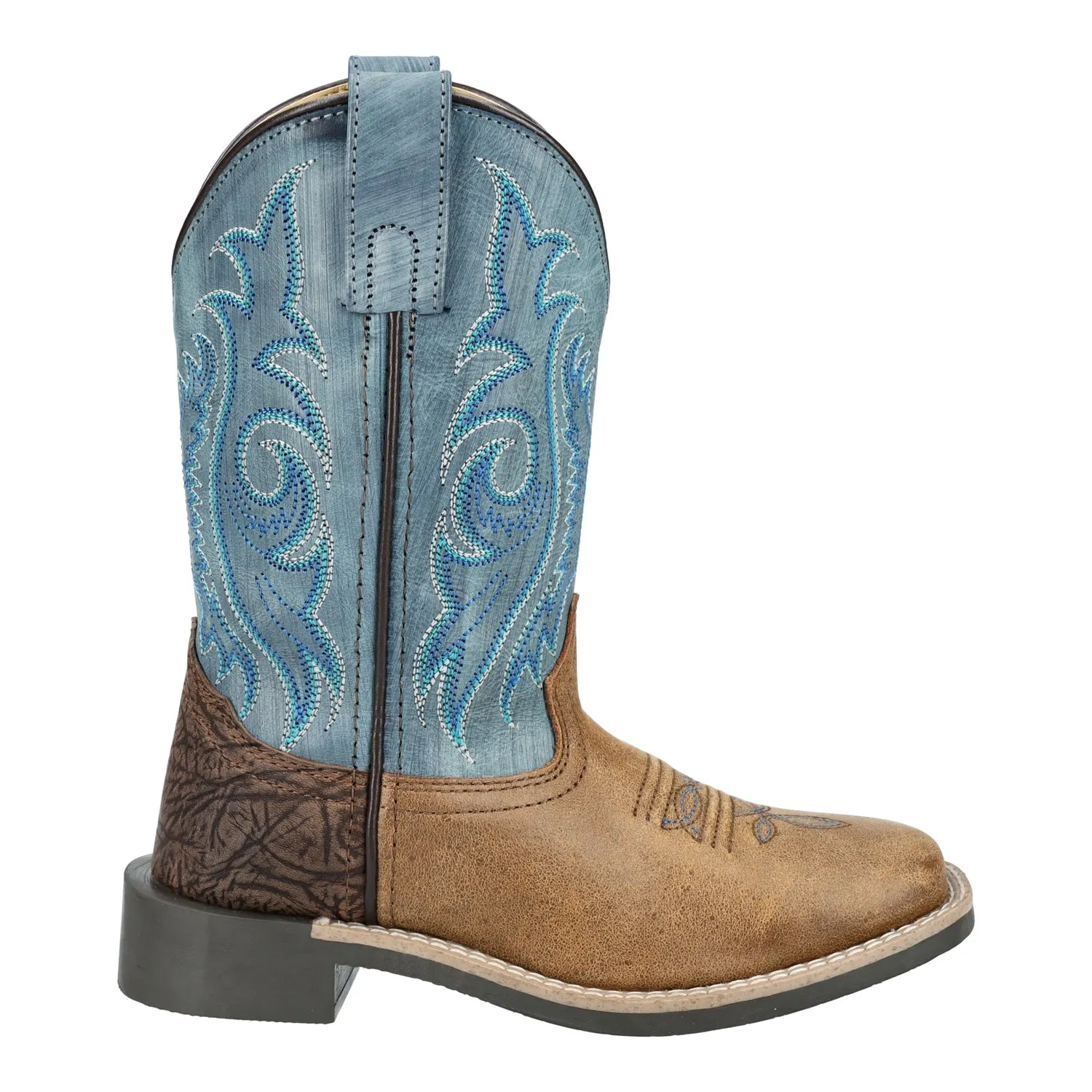 Smoky Mountain Boots Kids Unisex Cole Vintage Brown/Blue Leather Cowboy Boots
