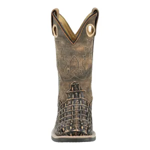 Smoky Mountain Boots Kids Unisex Gator Sanded Black/Brown Leather Cowboy Boots