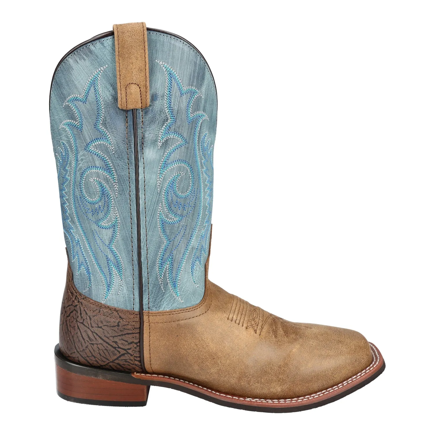 Smoky Mountain Boots Mens Cole Vintage Brown/Vintage Blue Leather Cowboy Boots