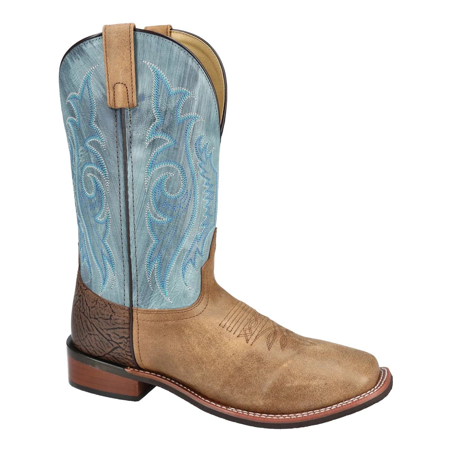 Smoky Mountain Boots Mens Cole Vintage Brown/Vintage Blue Leather Cowboy Boots