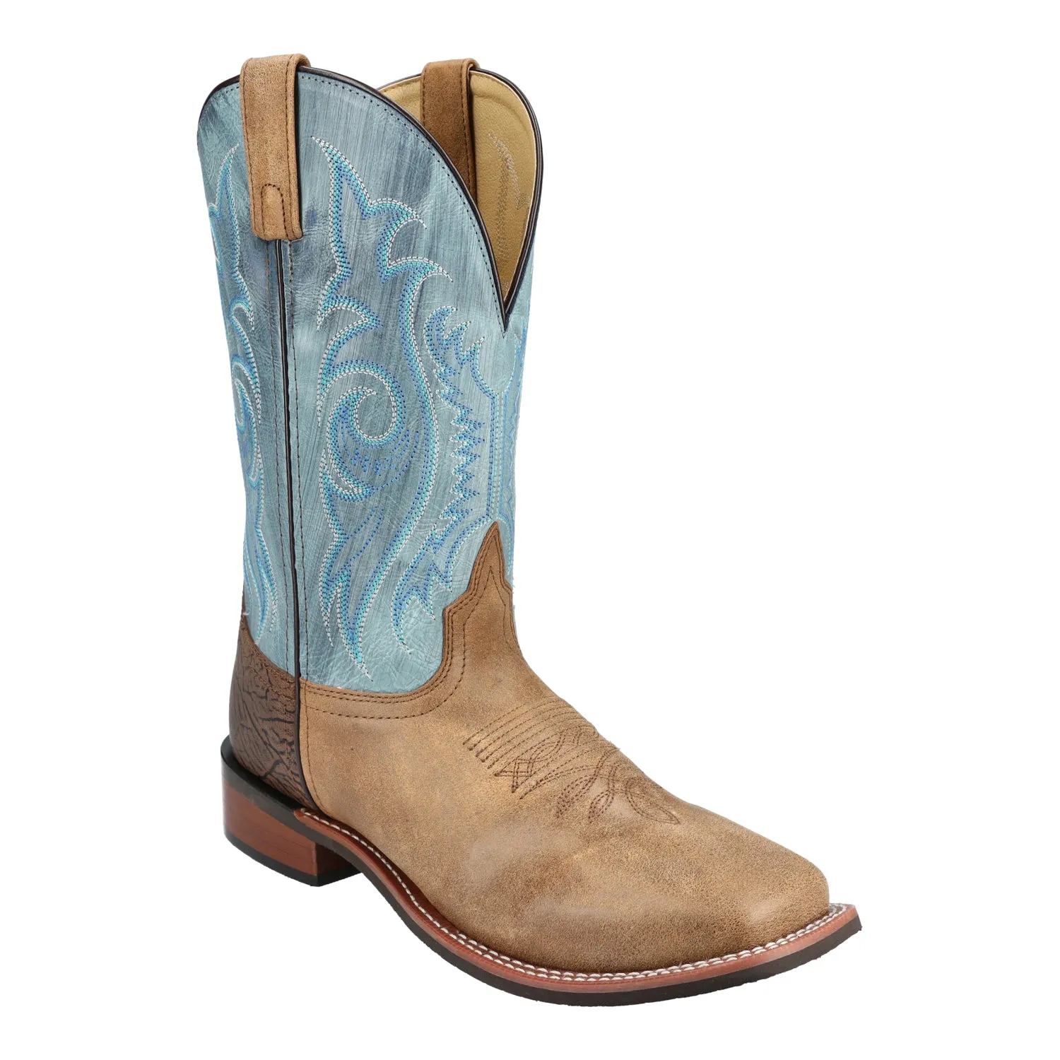 Smoky Mountain Boots Mens Cole Vintage Brown/Vintage Blue Leather Cowboy Boots