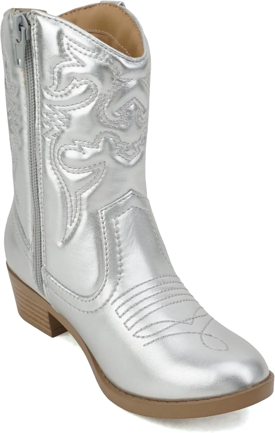 Soda RENO-2 Kids/Girls/Children Western Cowboy Stitched Pointe Toe Low Heel Ankle Mid Shaft Fashion Boots