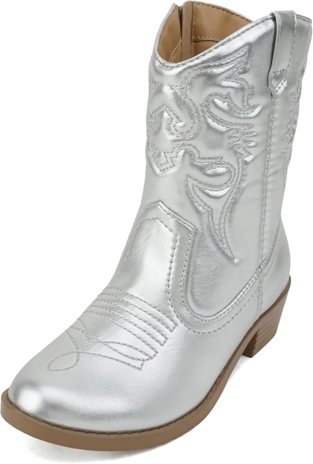 Soda RENO-2 Kids/Girls/Children Western Cowboy Stitched Pointe Toe Low Heel Ankle Mid Shaft Fashion Boots