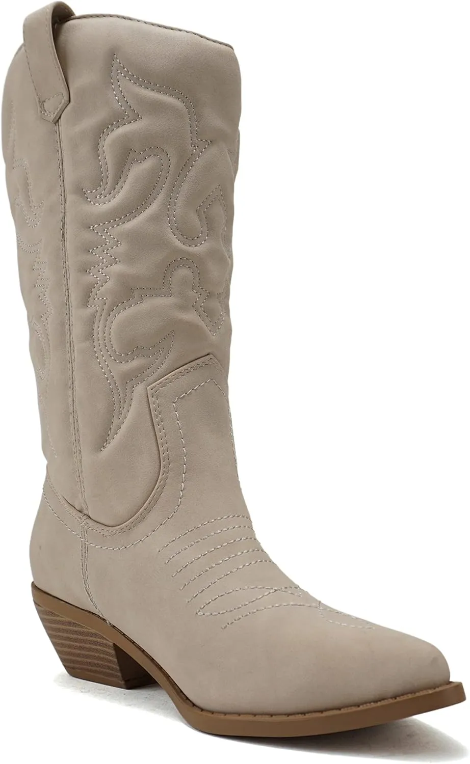 Soda RENO ~ Women Western Cowboy Stitched Pointe Toe Low Heel Ankle Mid Shaft Fashion Boots