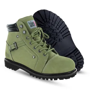 Steel Toe Boots for Women - Moss - 10M | Waterproof Women's Fusion Work Boots | Leather Work Boots | Rugged Goodyear Welt Construction | Oil Resistant Outsoles & Cushioned Insoles
