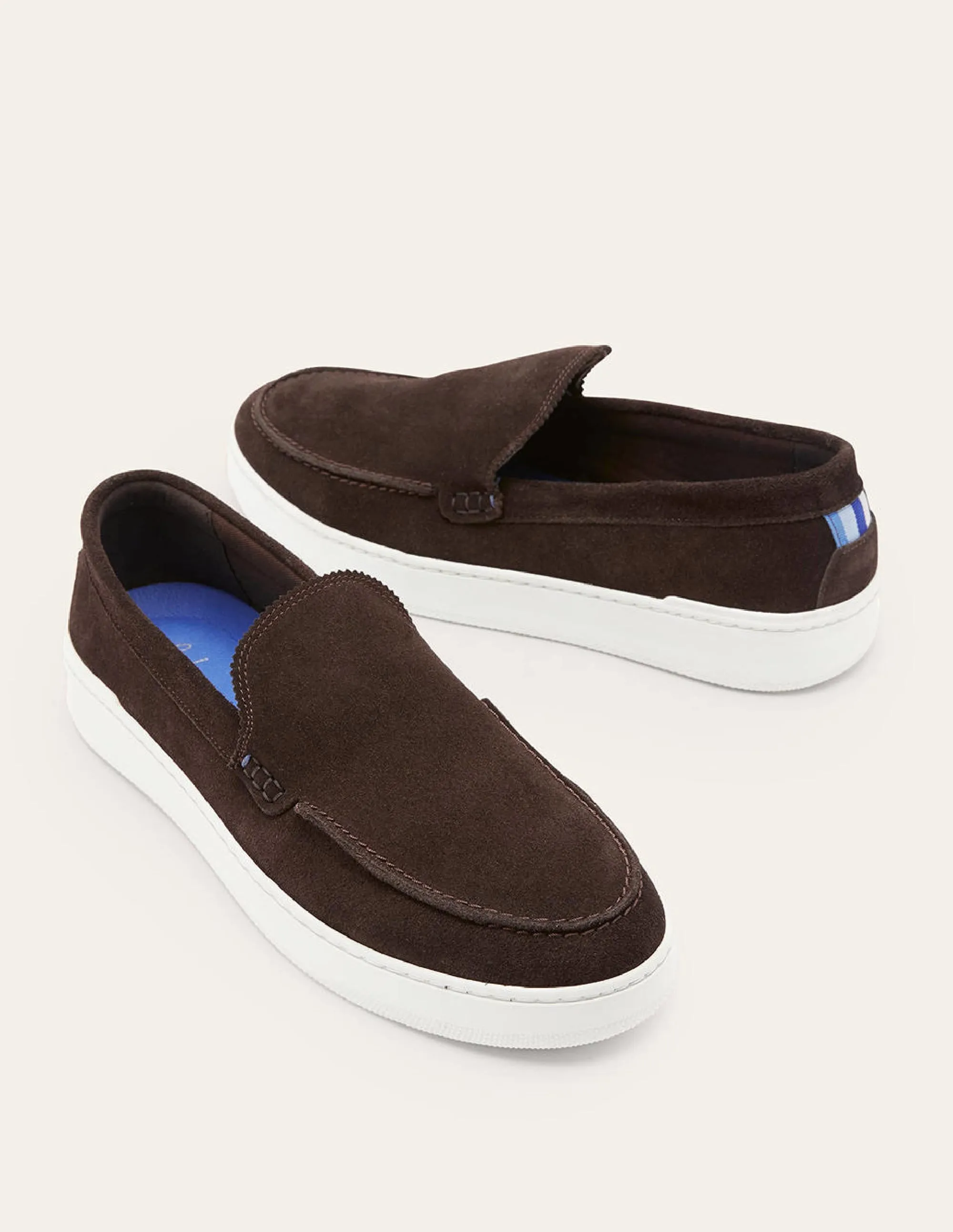 Suede Slip-On Cupsole Loafer-Brown