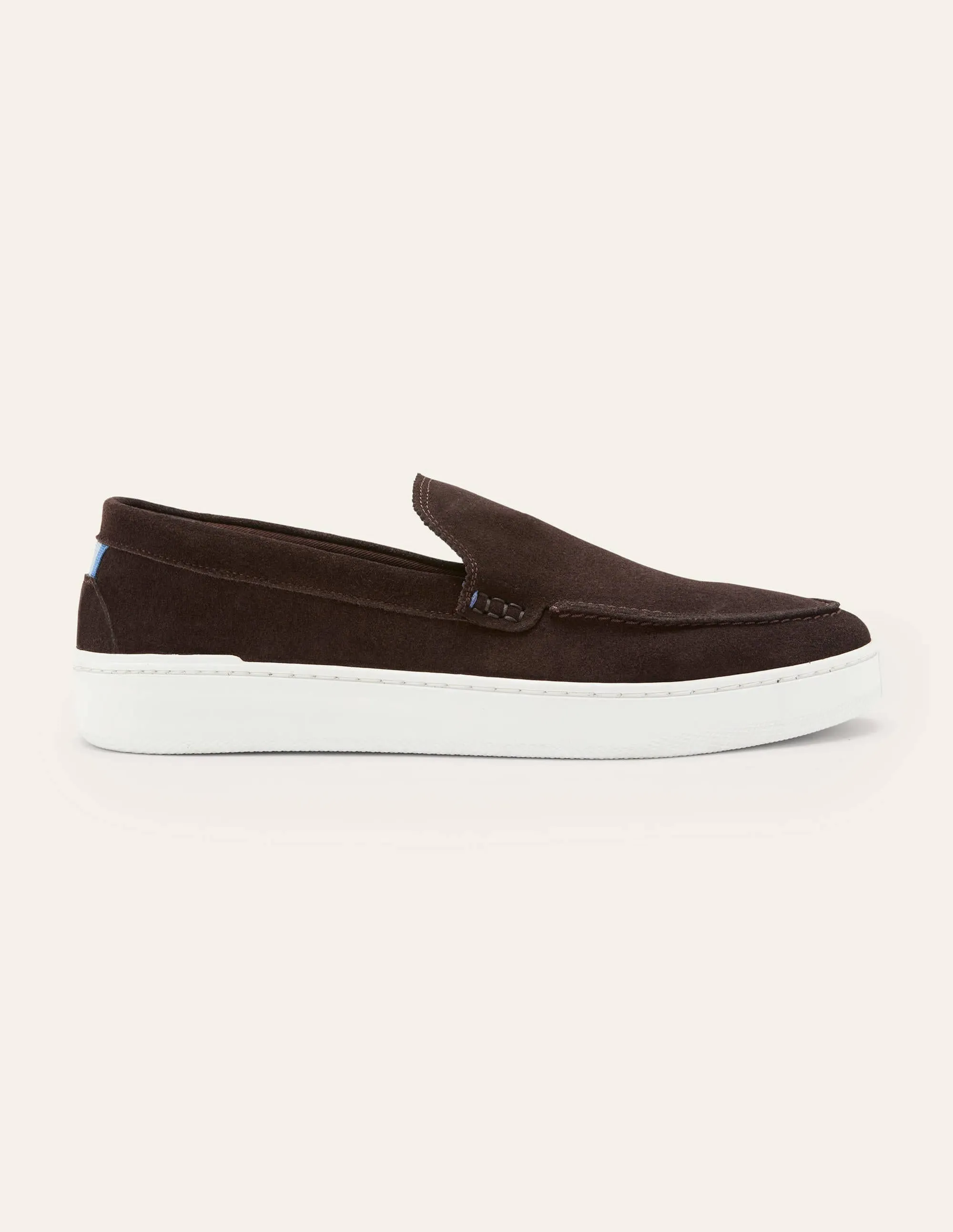 Suede Slip-On Cupsole Loafer-Brown
