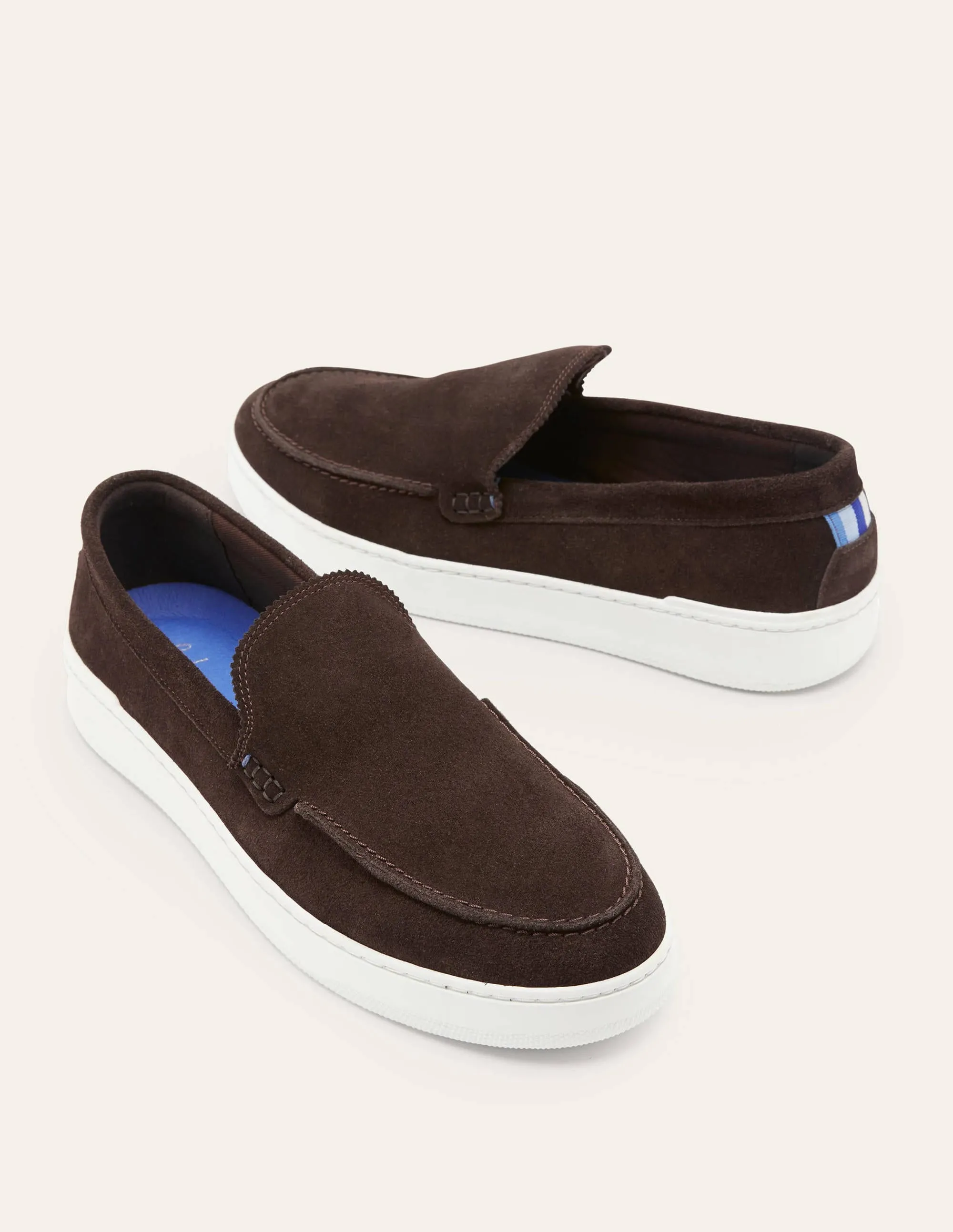Suede Slip-On Cupsole Loafer-Brown