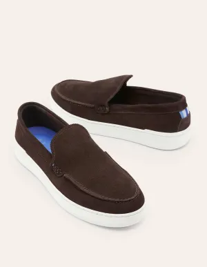 Suede Slip-On Cupsole Loafer-Brown