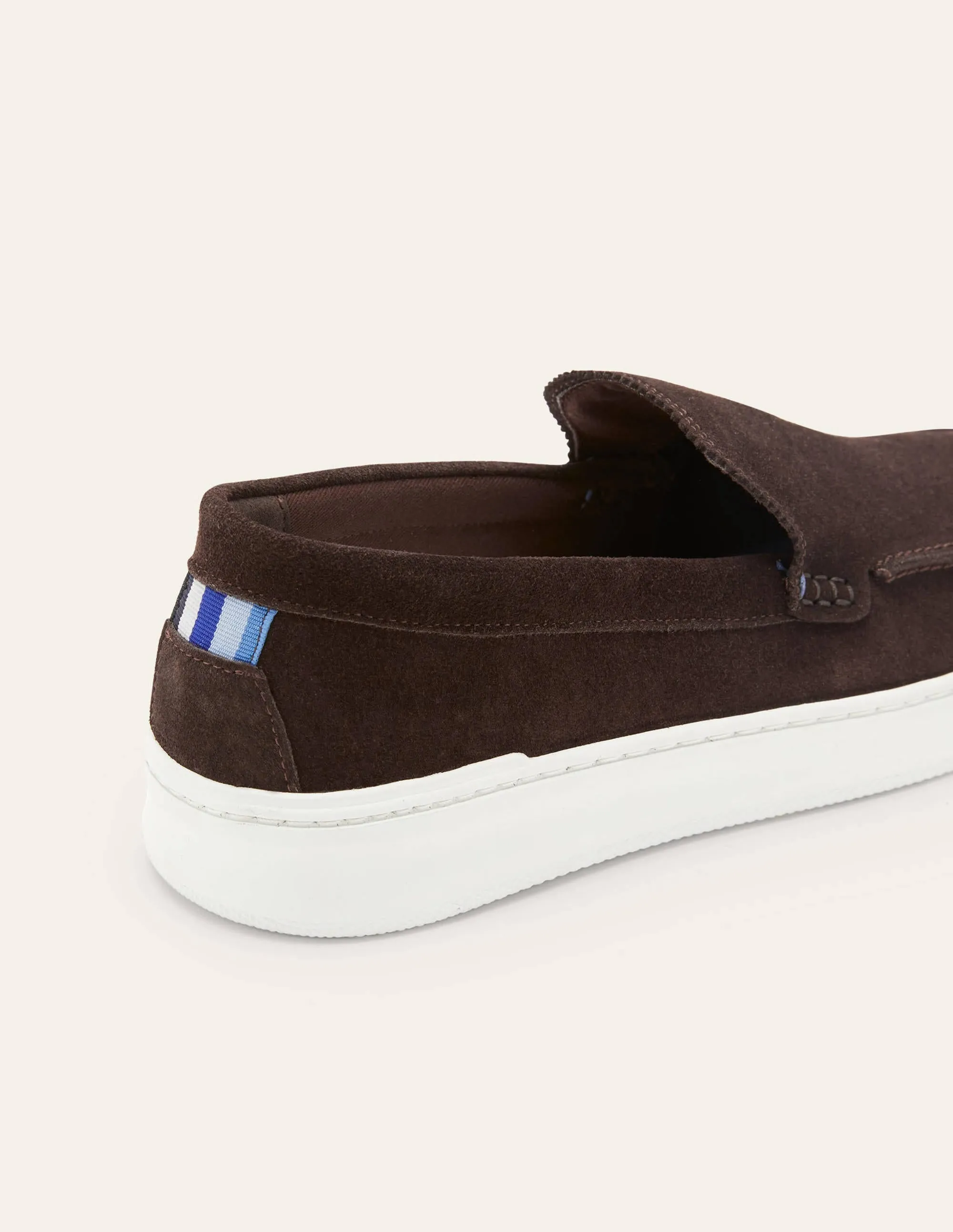 Suede Slip-On Cupsole Loafer-Brown