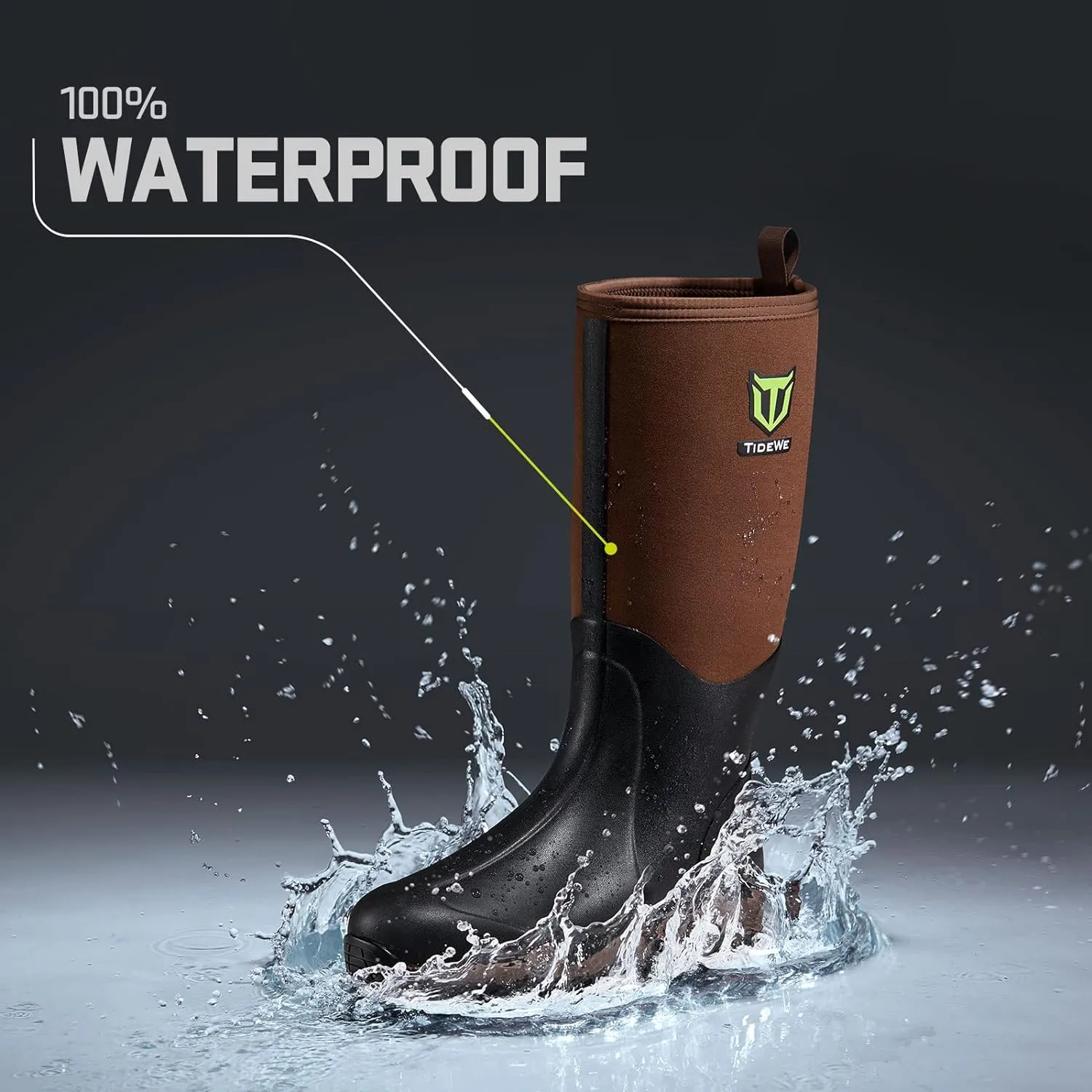 TIDEWE Rubber Neoprene Boots Men And Women, Waterproof Sturdy 6mm Neoprene Boot, Rain Boot Hunting Boot Arctic Outdoor Boot（Black, Brown & Next Camo G2）