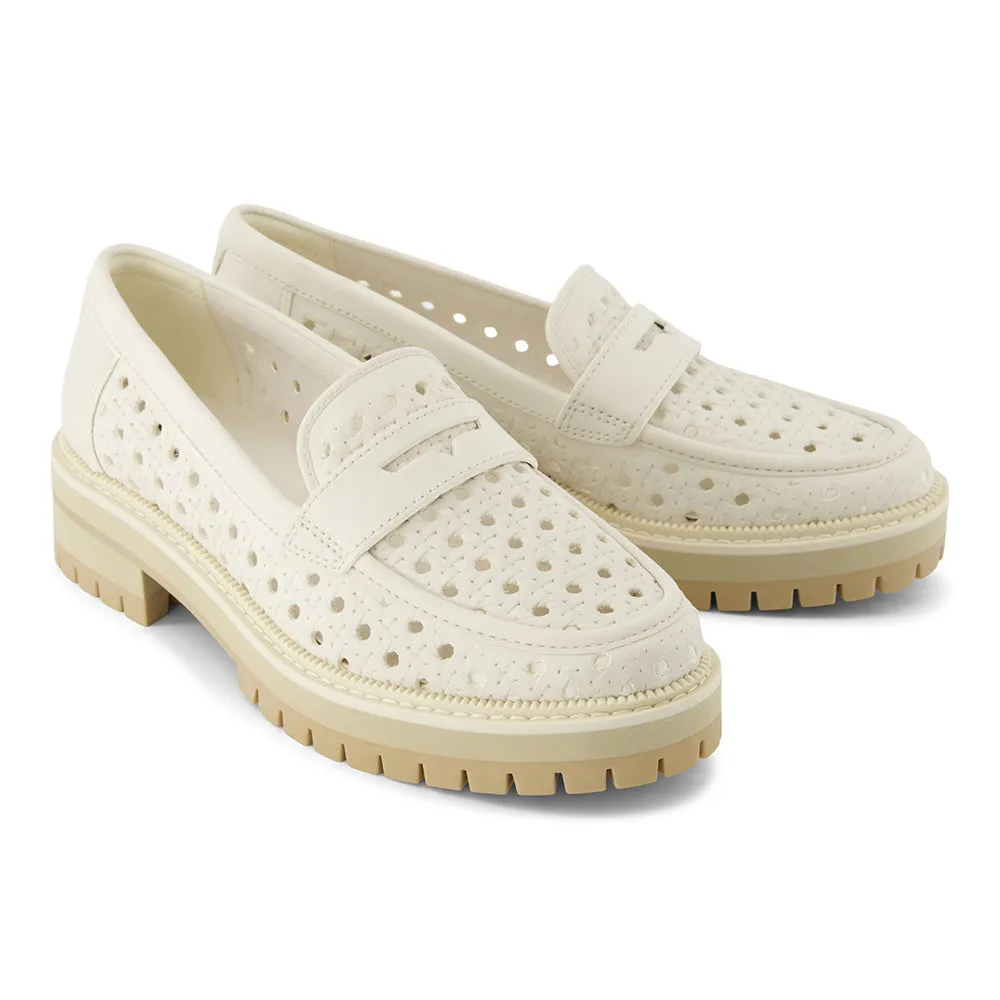 Toms Women Cara Light Sand Leather Embossed Perf