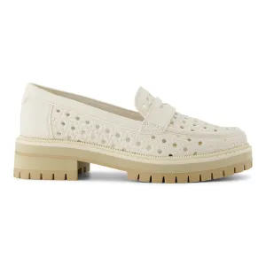 Toms Women Cara Light Sand Leather Embossed Perf