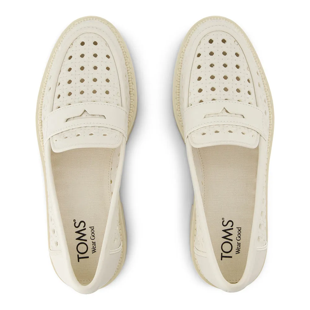 Toms Women Cara Light Sand Leather Embossed Perf