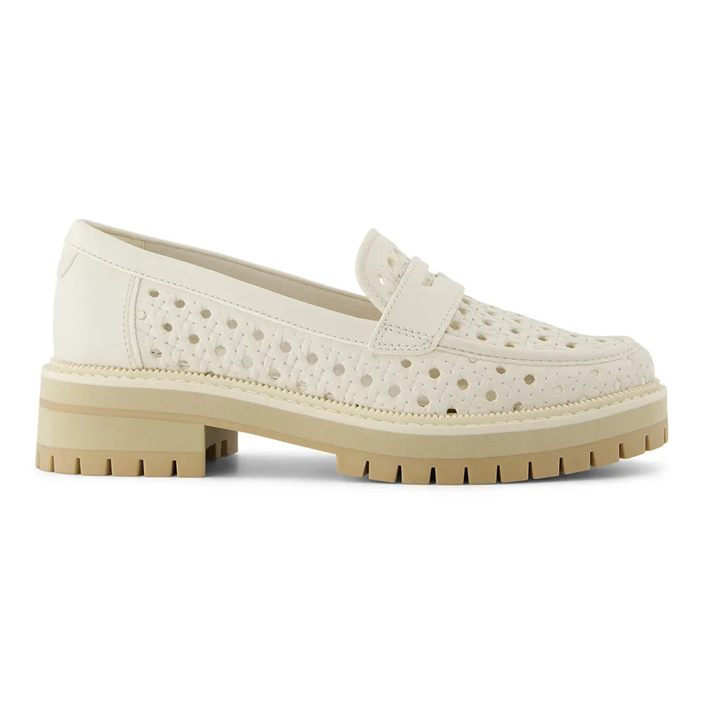 Toms Women Cara Light Sand Leather Embossed Perf