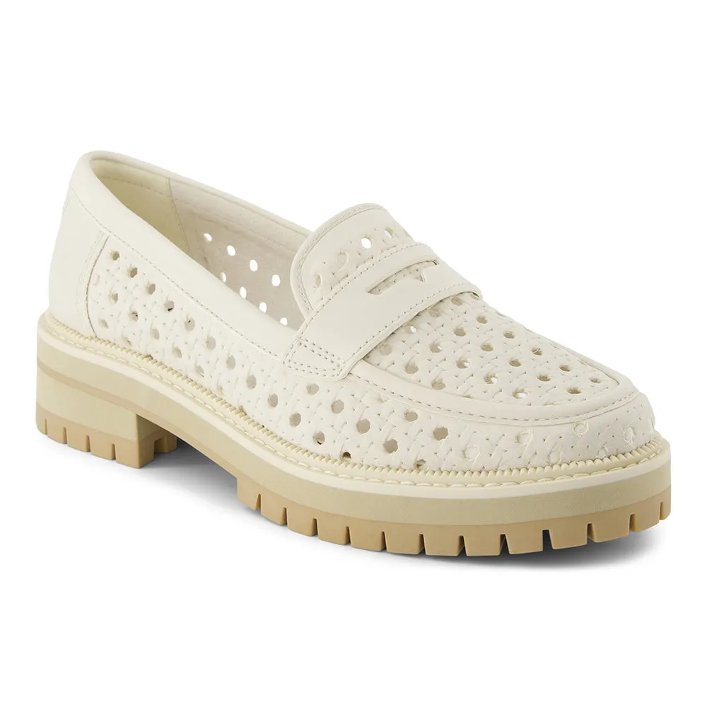 Toms Women Cara Light Sand Leather Embossed Perf