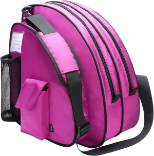 TOPOWN Premium Ice Skate Bag - Roller Skates & Blades Bag for Men & Women - Black & Rose Red