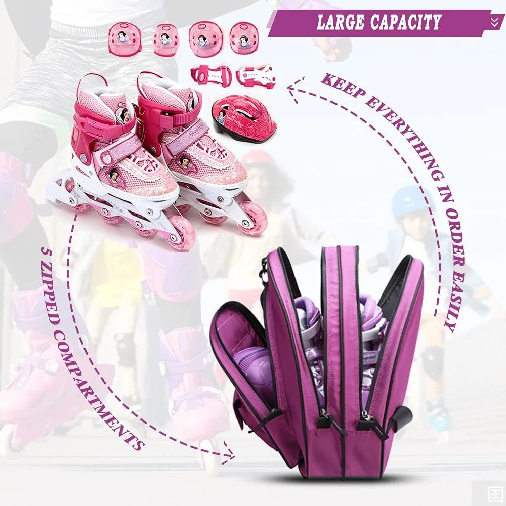 TOPOWN Premium Ice Skate Bag - Roller Skates & Blades Bag for Men & Women - Black & Rose Red