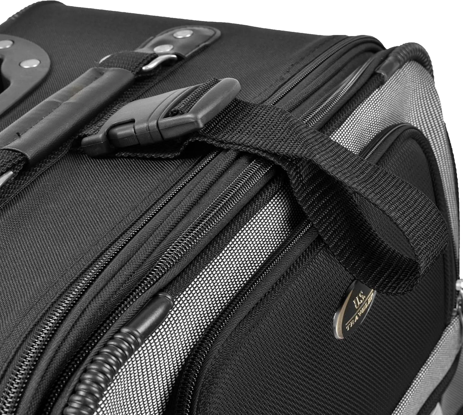U.S. Traveler New Yorker Lightweight Softside Expandable Travel Rolling Luggage, Black/Grey, 4-Piece Set (15/21/25/29)