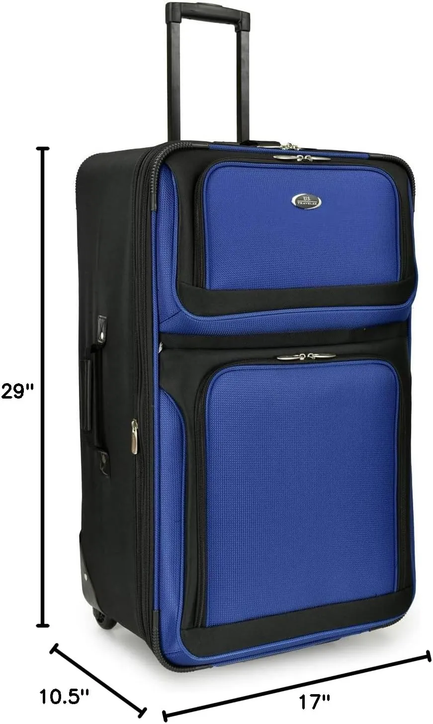 U.S. Traveler New Yorker Lightweight Softside Expandable Travel Rolling Luggage, Blue, 4-Piece Set (15/21/25/29)