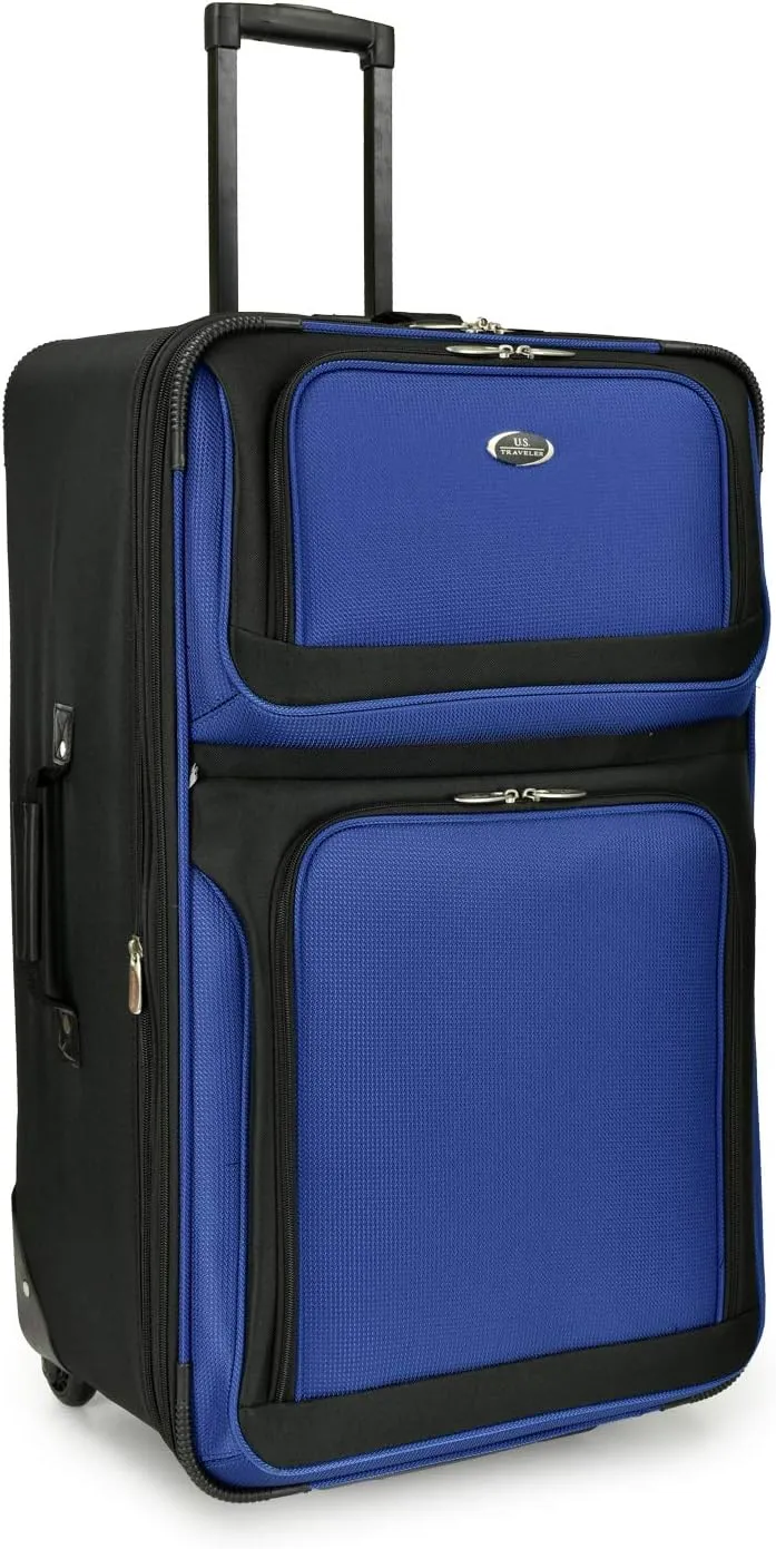 U.S. Traveler New Yorker Lightweight Softside Expandable Travel Rolling Luggage, Blue, 4-Piece Set (15/21/25/29)
