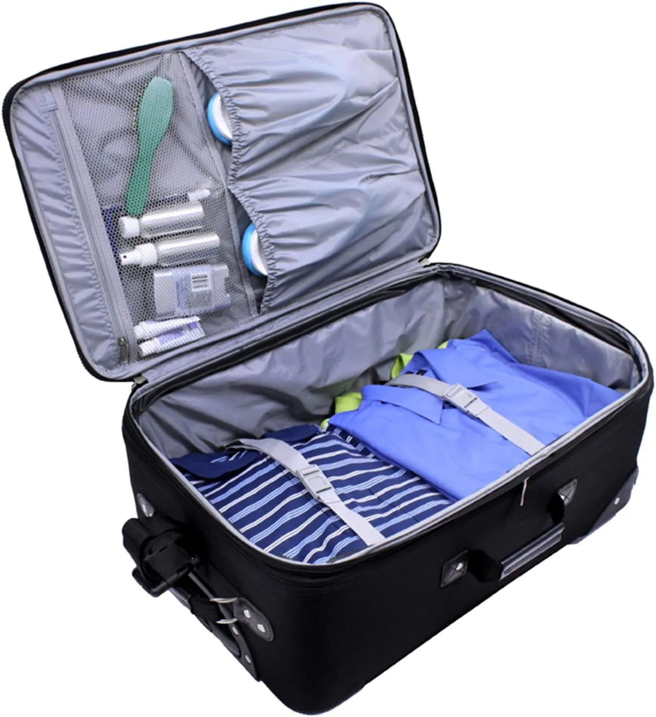 U.S. Traveler New Yorker Lightweight Softside Expandable Travel Rolling Luggage, Blue, 4-Piece Set (15/21/25/29)