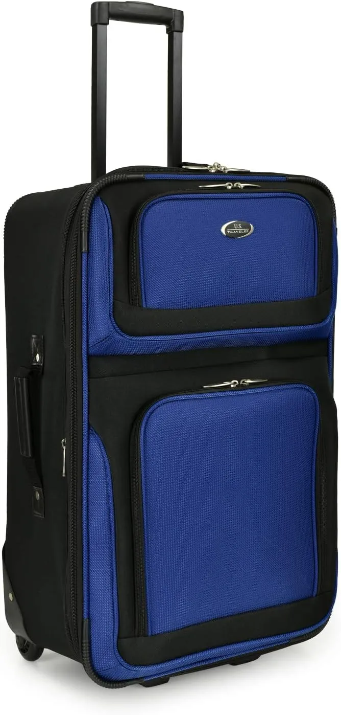 U.S. Traveler New Yorker Lightweight Softside Expandable Travel Rolling Luggage, Blue, 4-Piece Set (15/21/25/29)