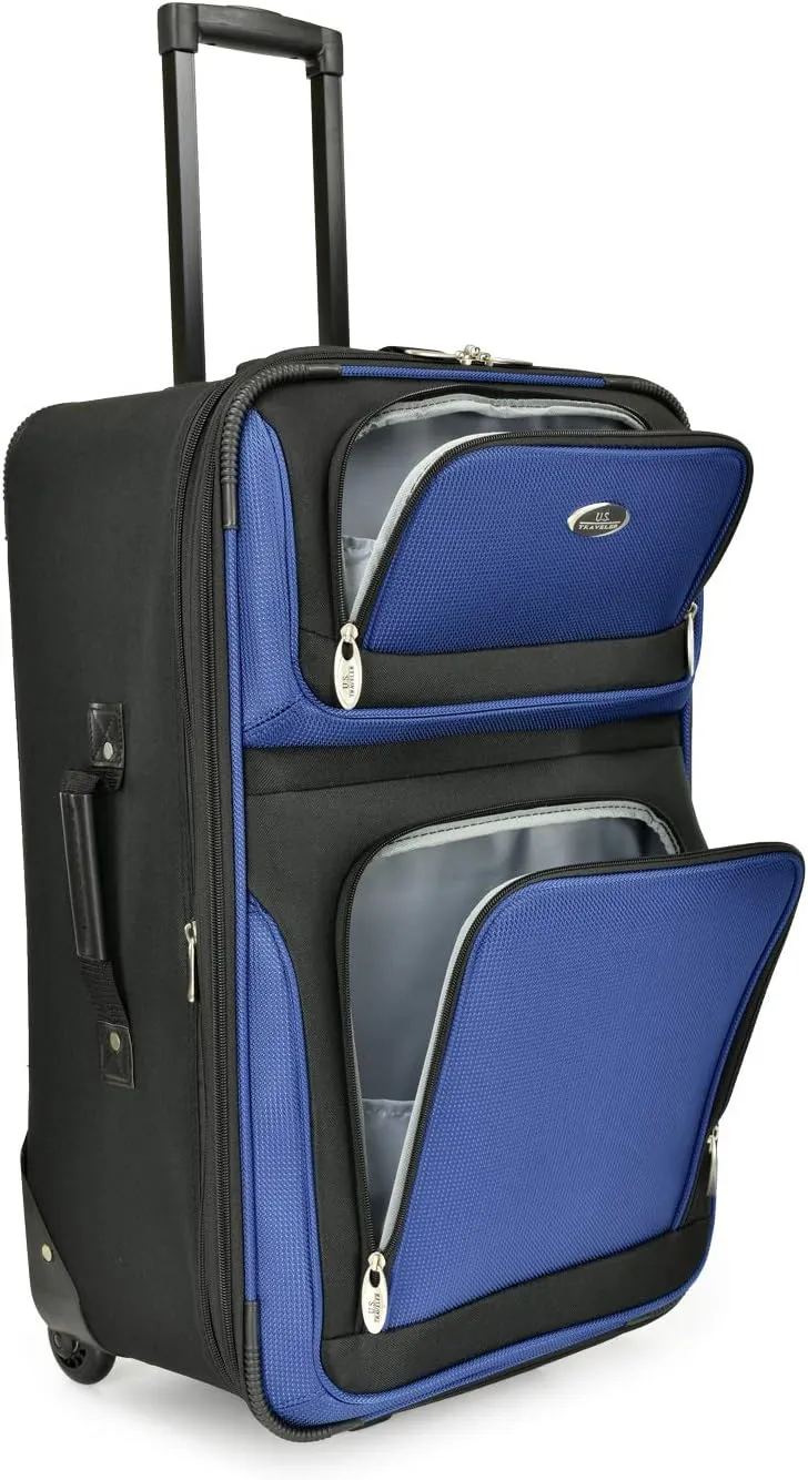 U.S. Traveler New Yorker Lightweight Softside Expandable Travel Rolling Luggage, Blue, 4-Piece Set (15/21/25/29)